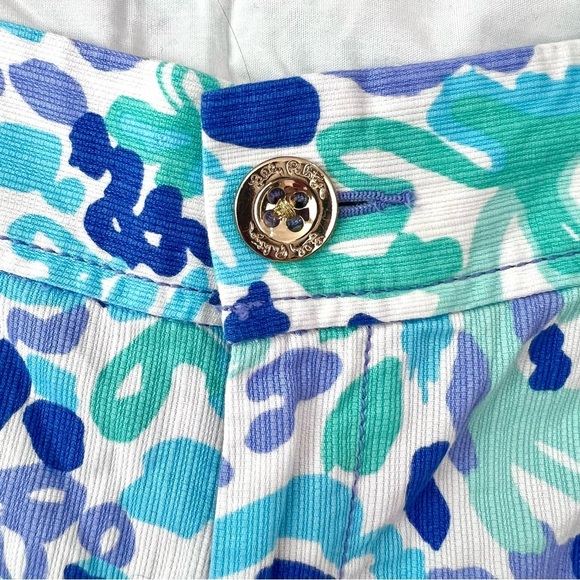 Lilly Pulitzer The Walsh Ink Print Periwinkle Sea Green Cotton Shorts - Picture 3 of 13